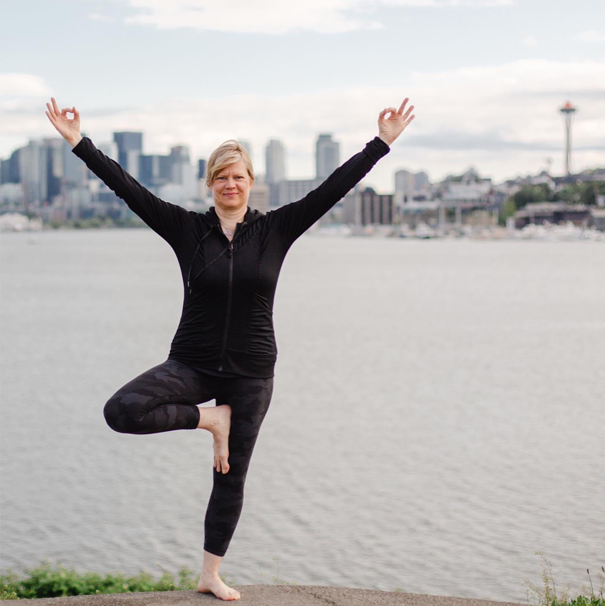 Christa doing tree pose